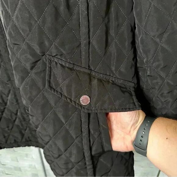 London Fog Black quilted Jacket with Removeable Hoodie & pockets plus size XXL - Picture 3 of 9